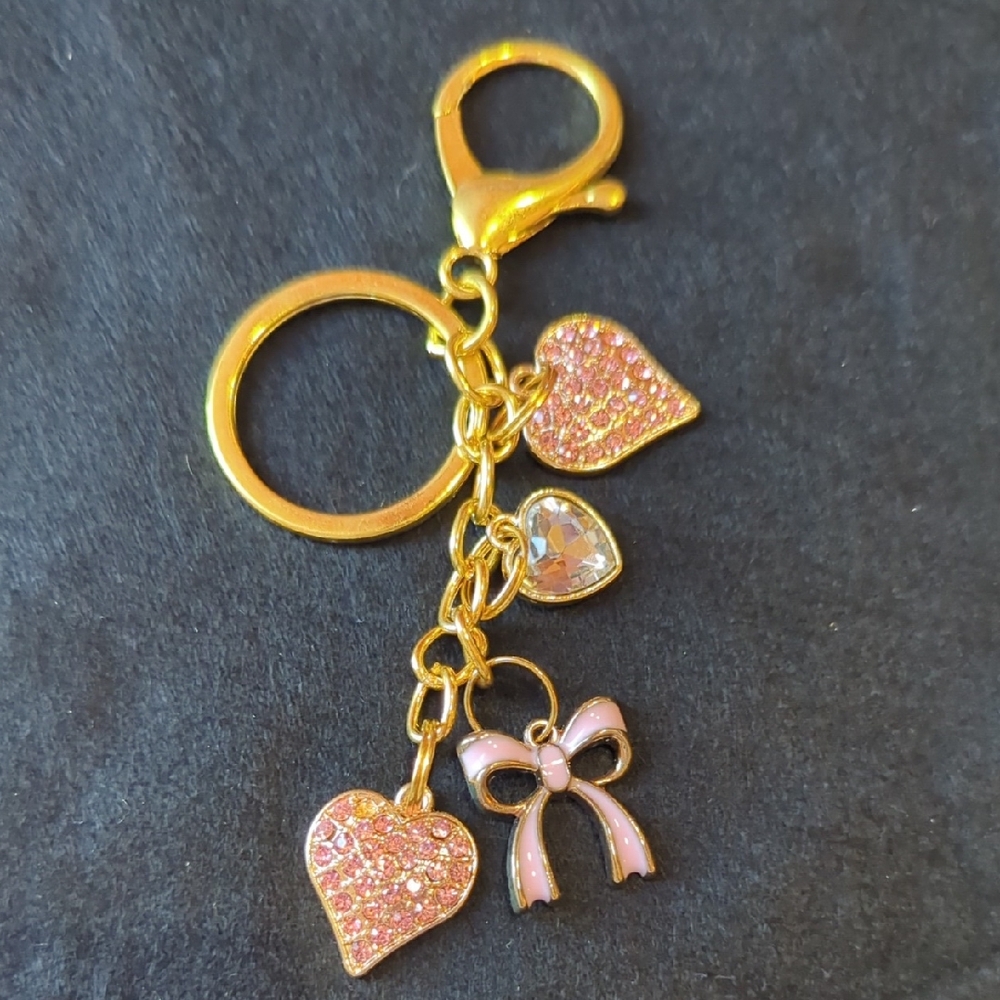 Bag Charm Keychain With Rhinestones - Picture 1 of 3